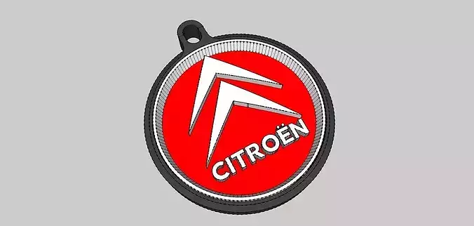 Classic Citroen double-sided keyring 3D print model 2