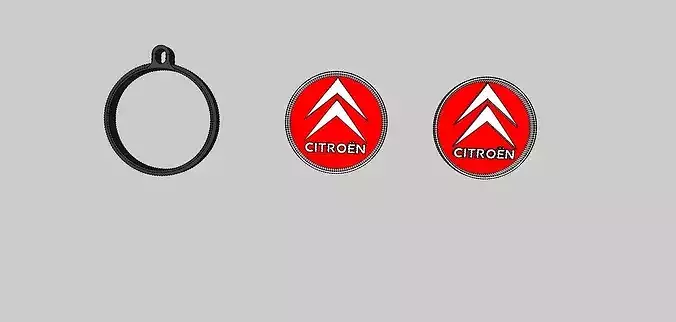 Classic Citroen double-sided keyring 3D print model 3