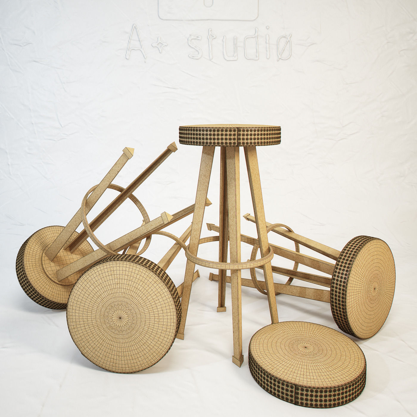 DIESEL Bar Stud stool by Moroso 3D model_4