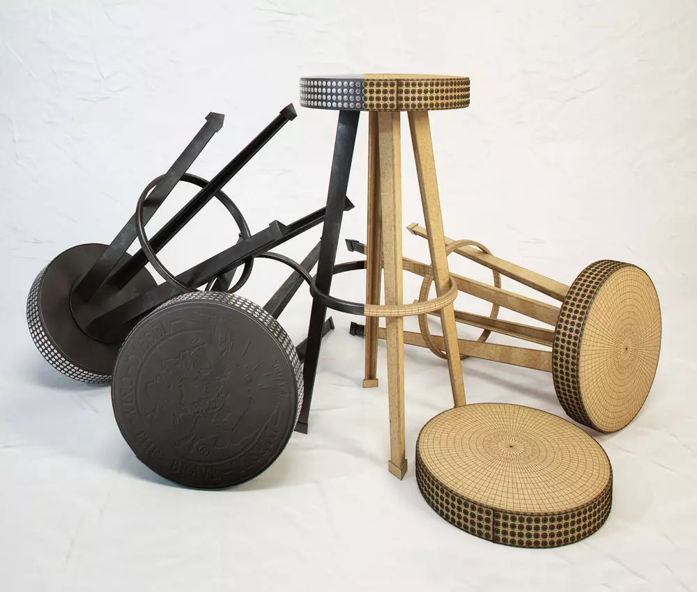 DIESEL Bar Stud stool by Moroso 3D model_0
