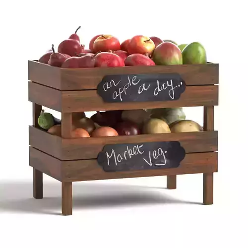 Crates with fruit and vegetables