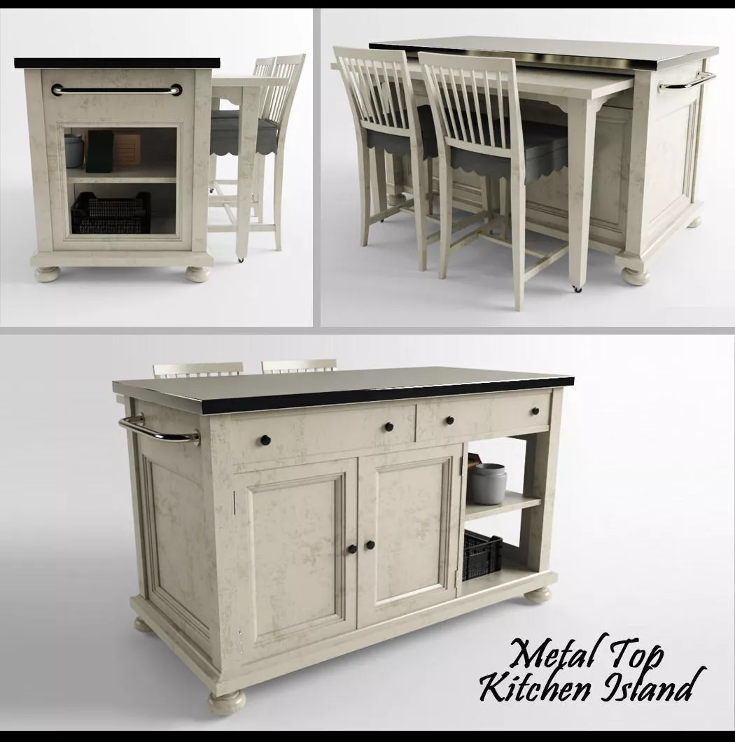 Metal Top Kitchen Island 3D print model