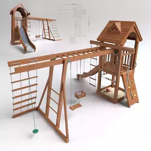 Playground wooden set 3D model