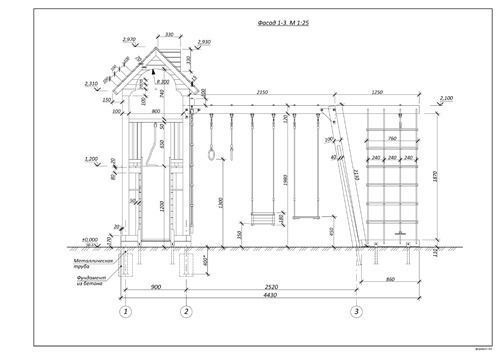 Playground wooden set 3D model_8