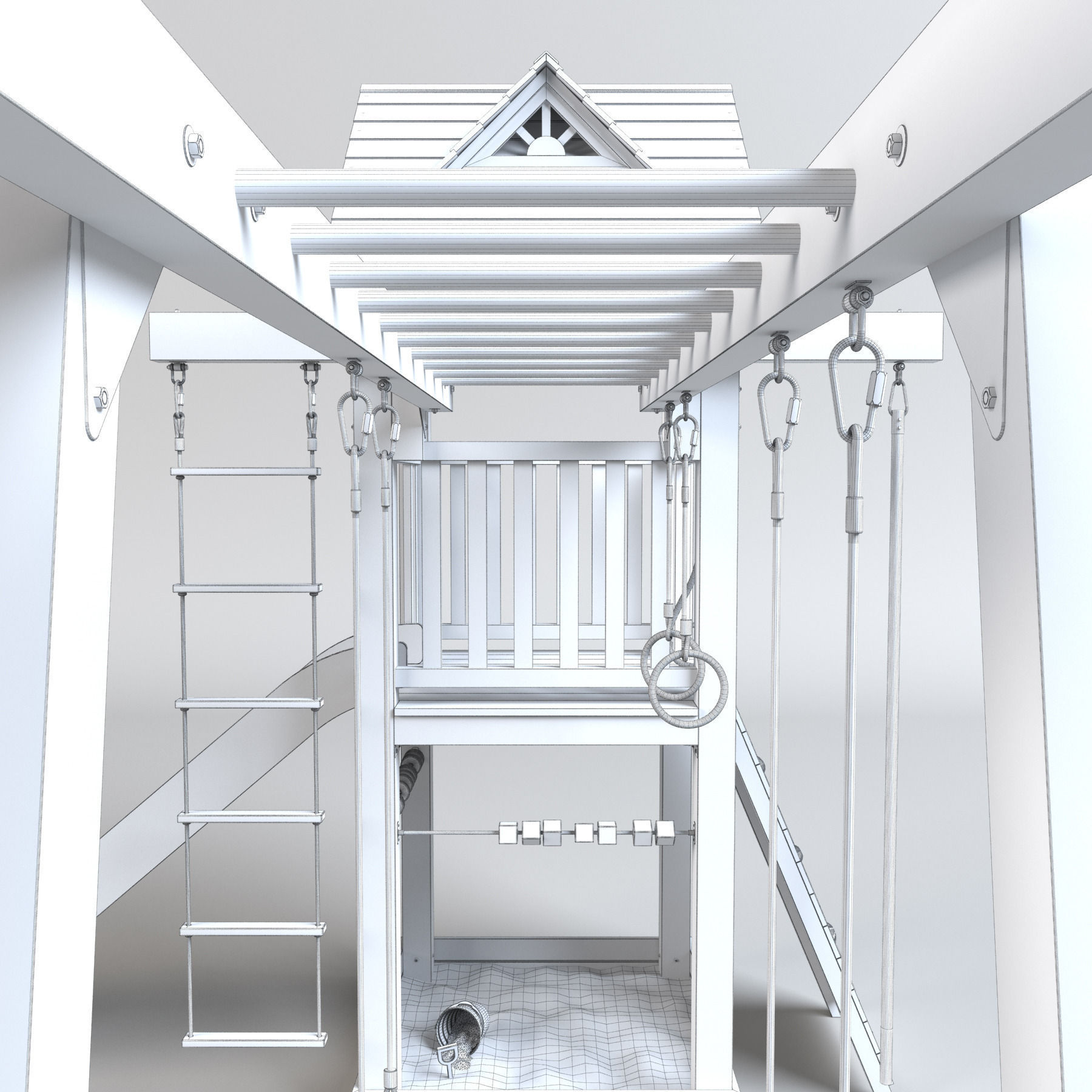 Playground wooden set 3D model_5