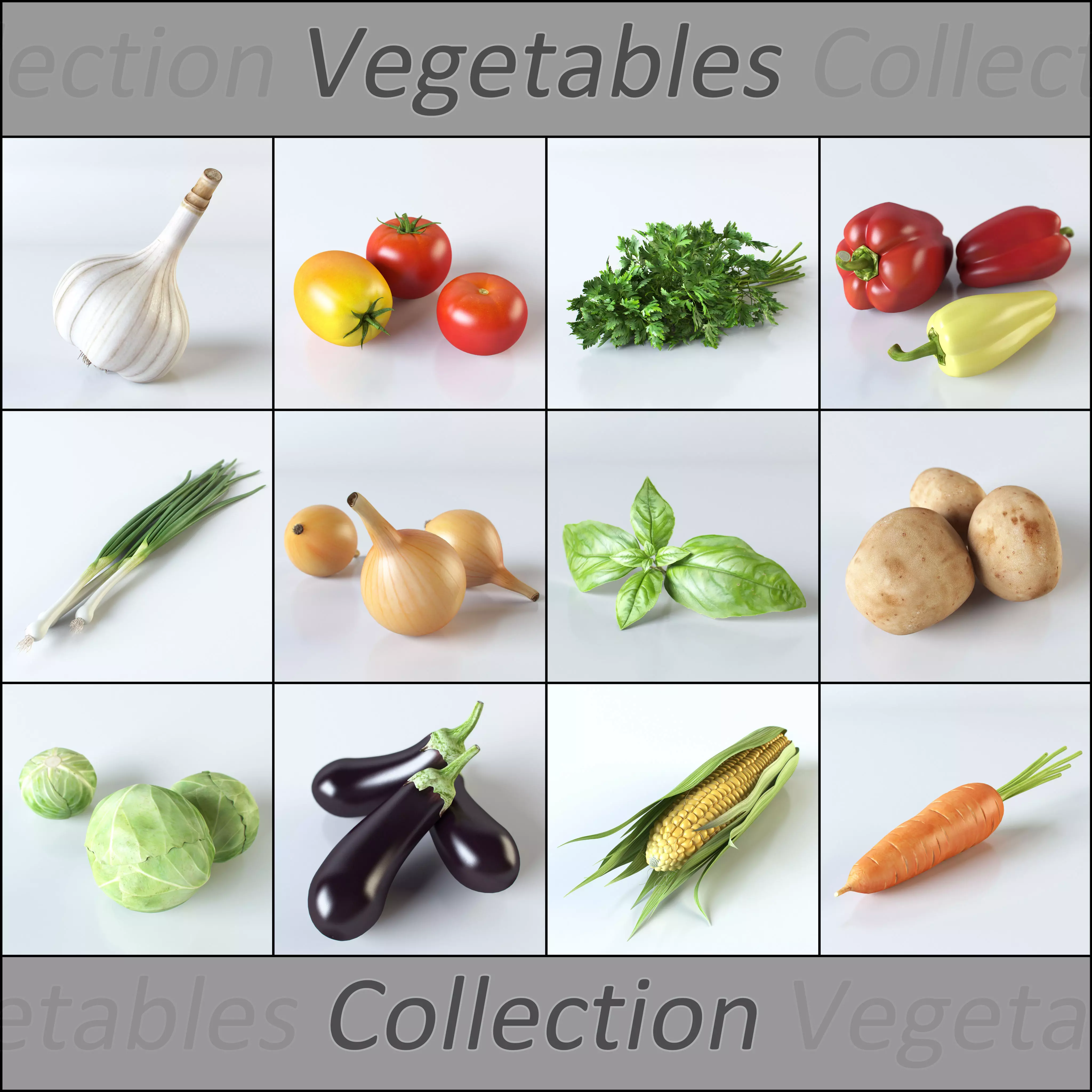 Vegetables Collection basil leaf 3D model_0
