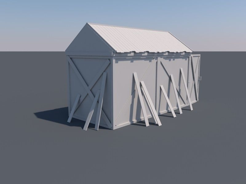 A simple and low polyed Wooden Shed Low-poly 3D model_1