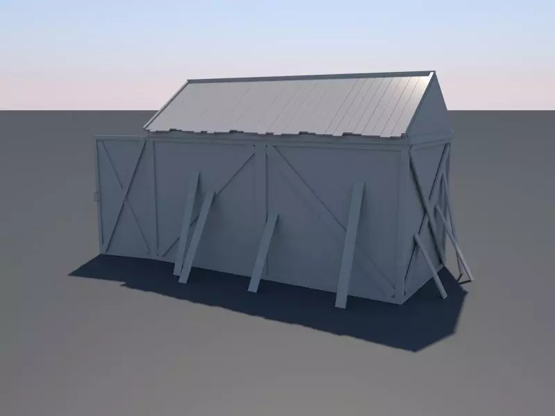 A simple and low polyed Wooden Shed Low-poly 3D model_0