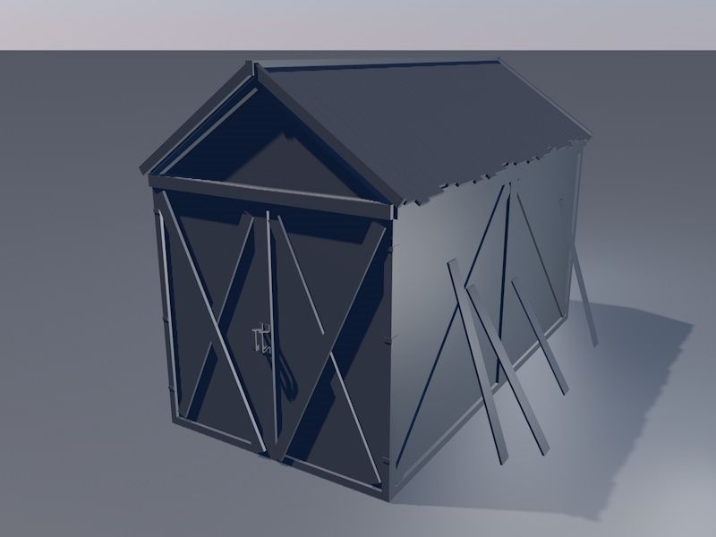 A simple and low polyed Wooden Shed Low-poly 3D model_5
