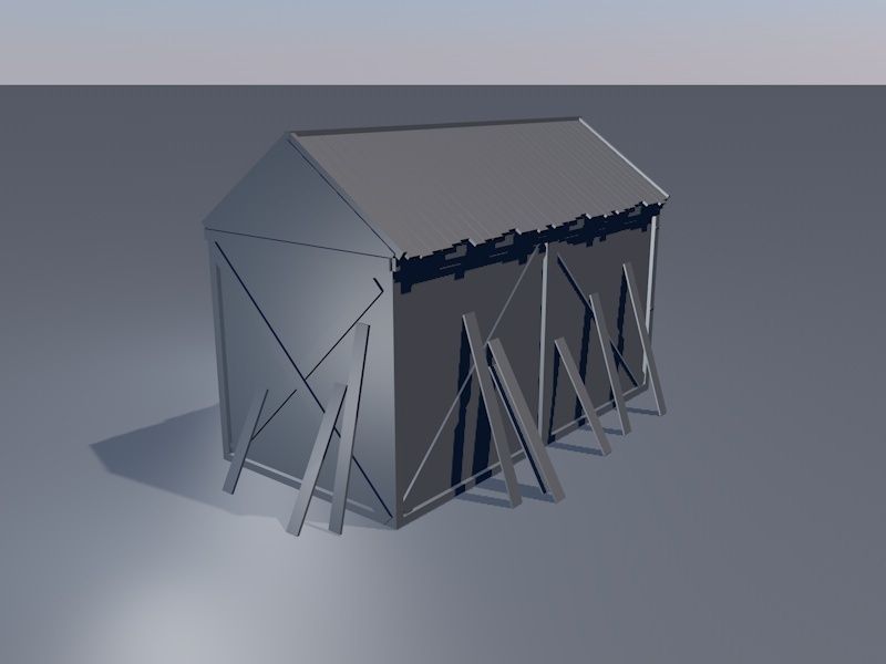 A simple and low polyed Wooden Shed Low-poly 3D model_4
