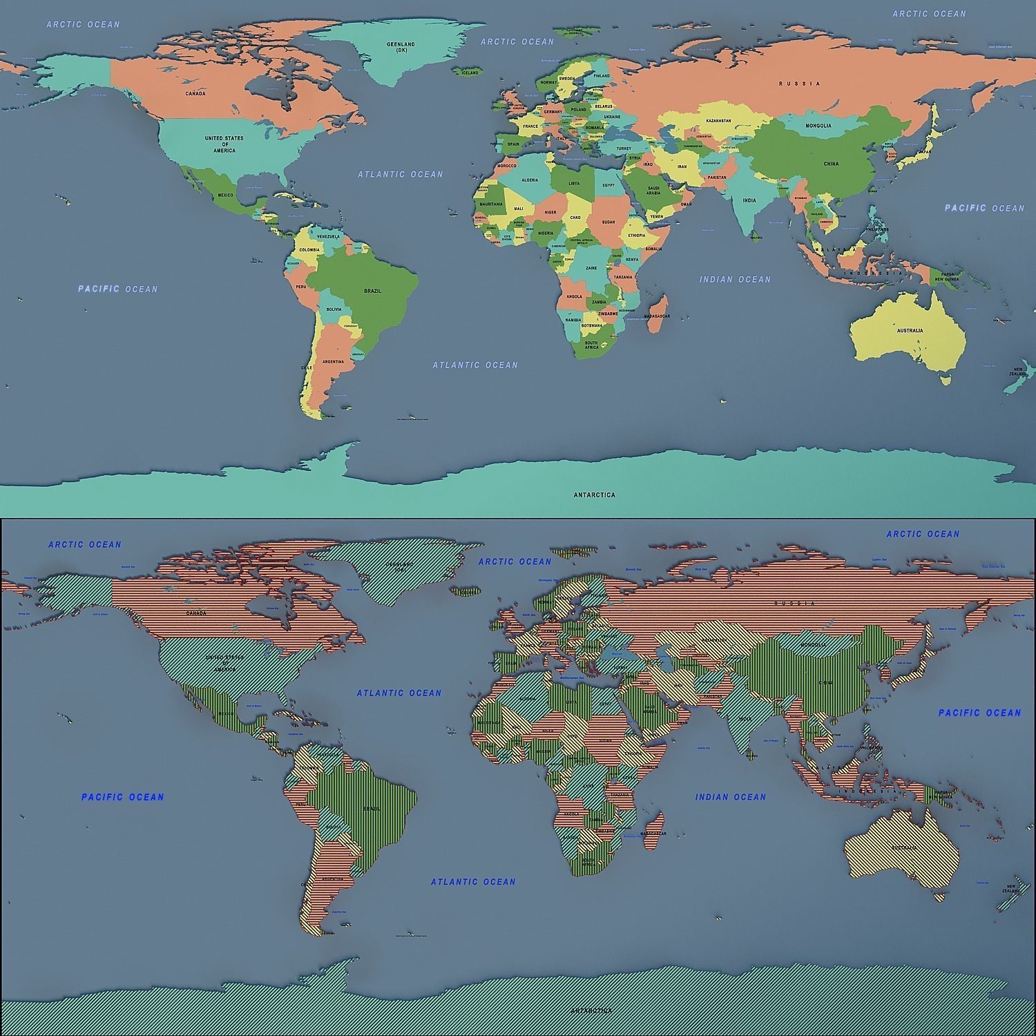 world map 02 3D model_0