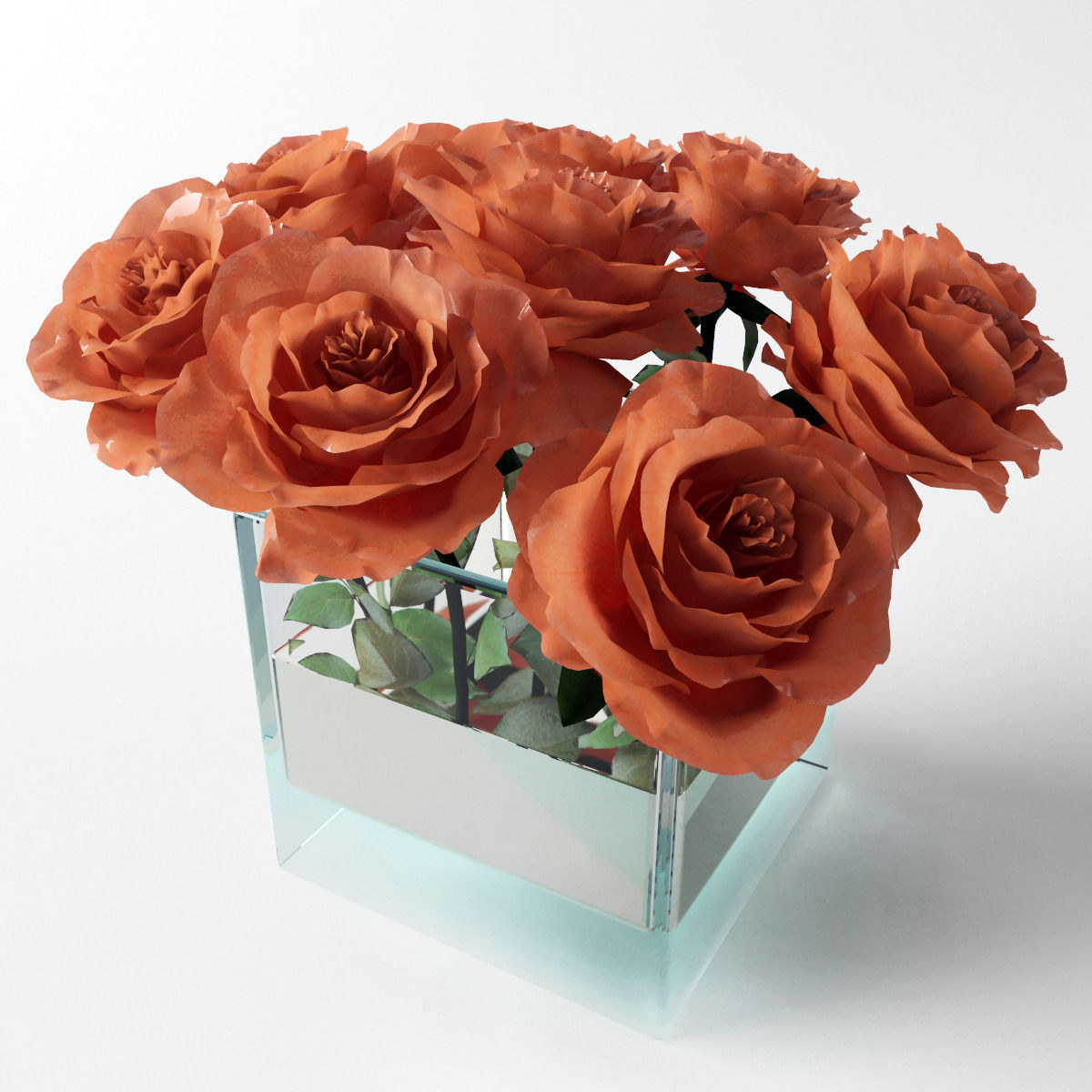 Rose orange 3D model_4