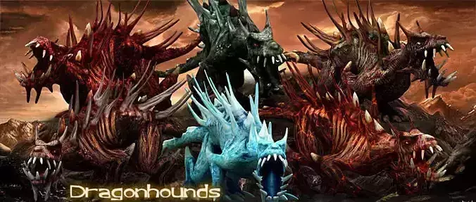 3DRT-Dragonhounds monsters Low-poly 3D model