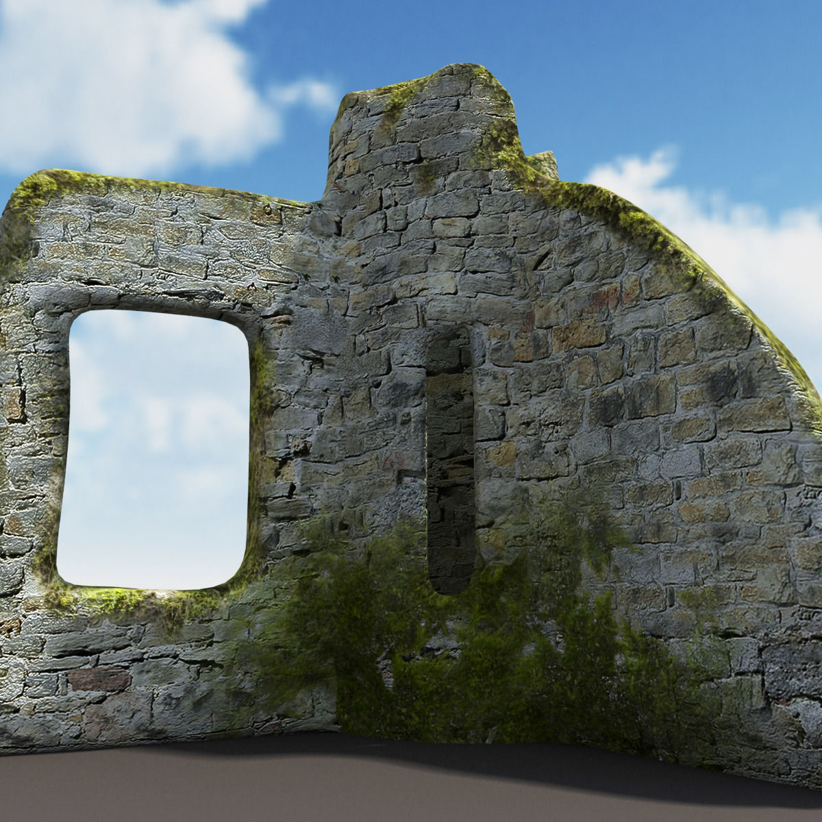 English Castle Ruin 3 Low-poly 3D model_4