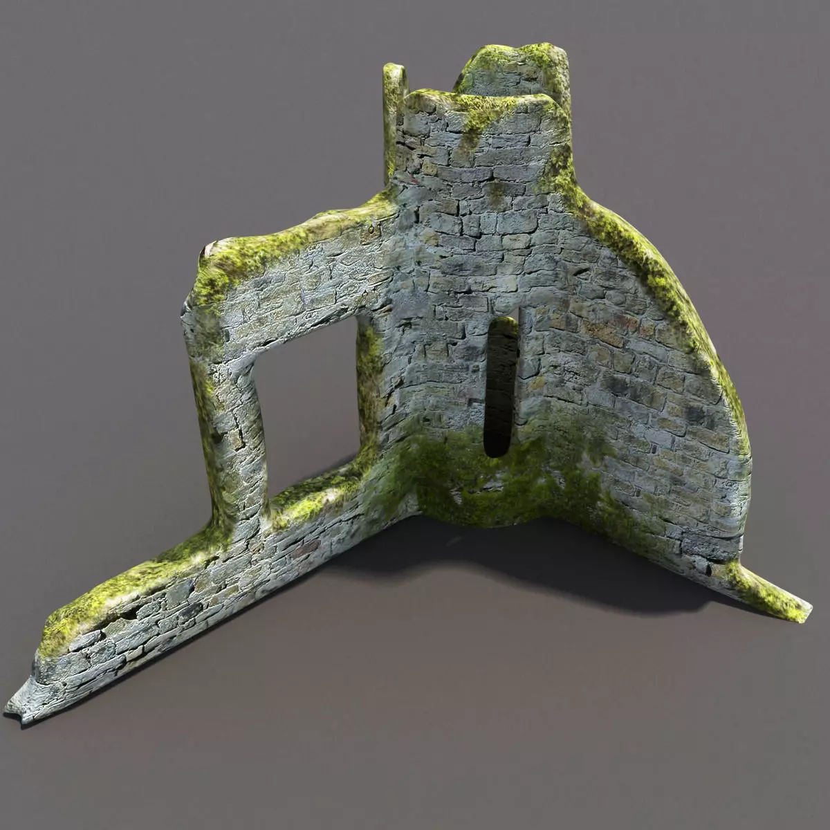 English Castle Ruin 3 Low-poly 3D model_0