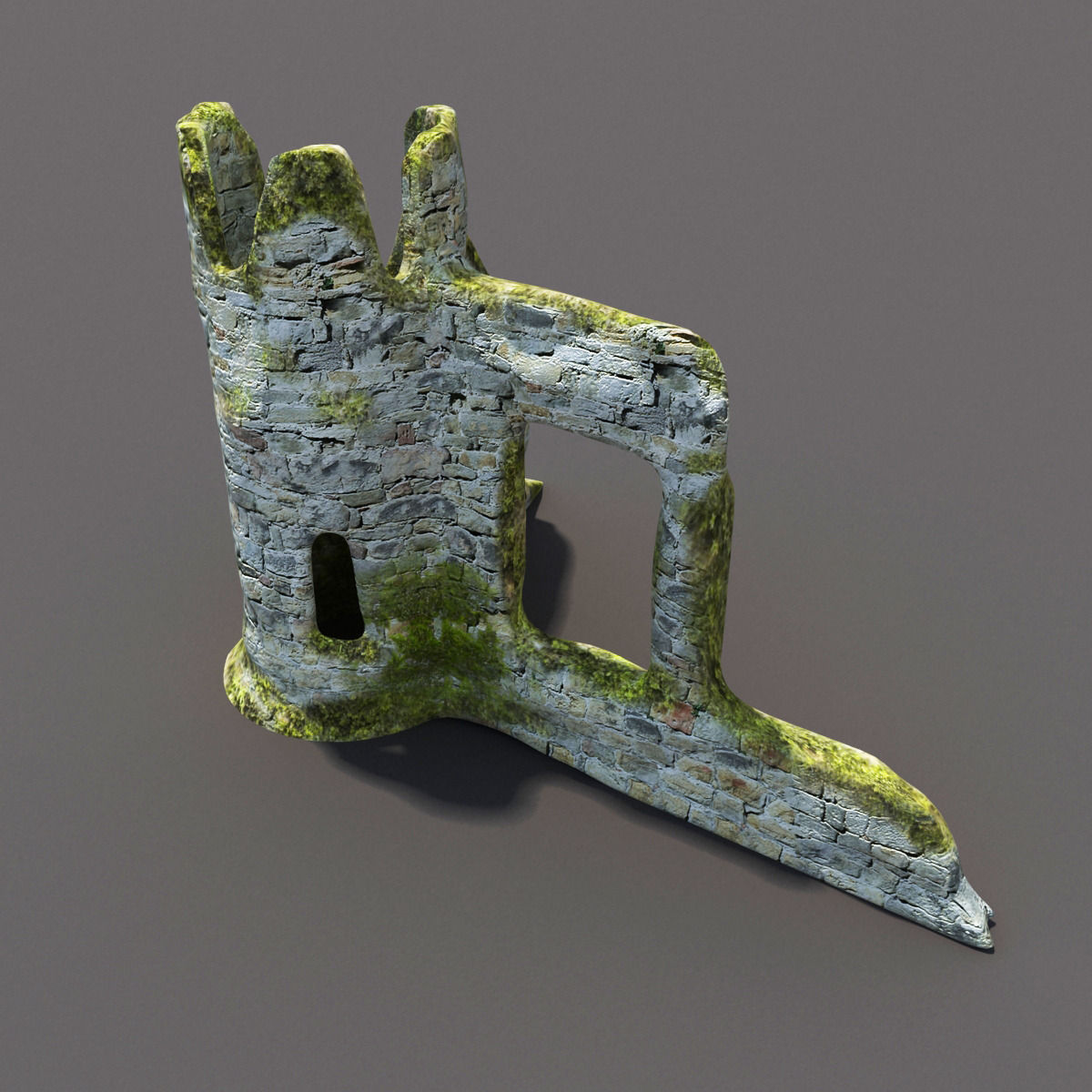 English Castle Ruin 3 Low-poly 3D model_1