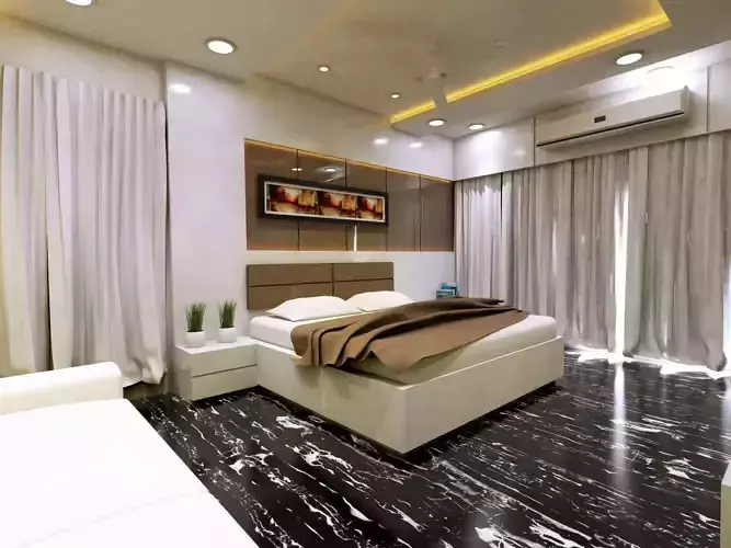 Modern Bedroom Interior Vray Rendered 3D model