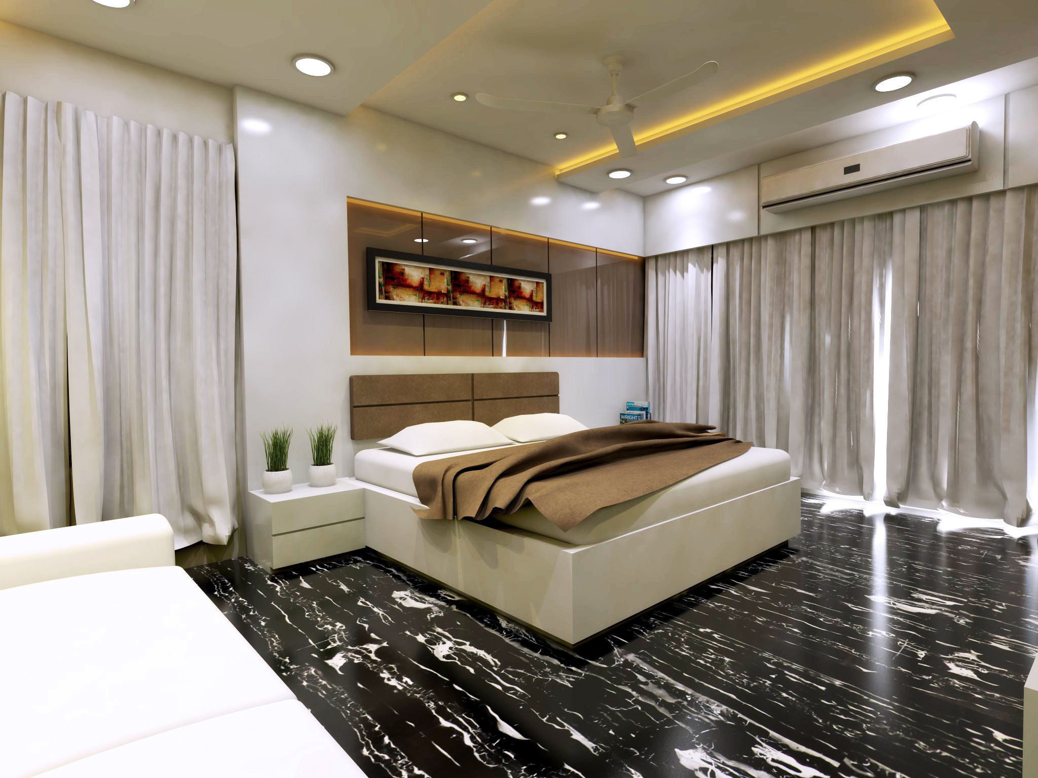 Modern Bedroom Interior Vray Rendered 3d Model