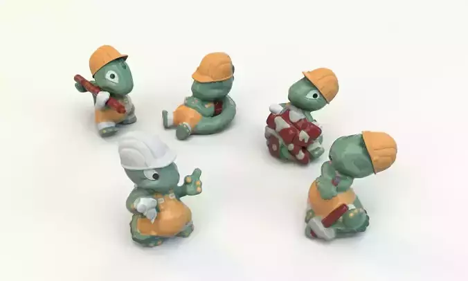 Kinder Surprise dino toy collection 3D model