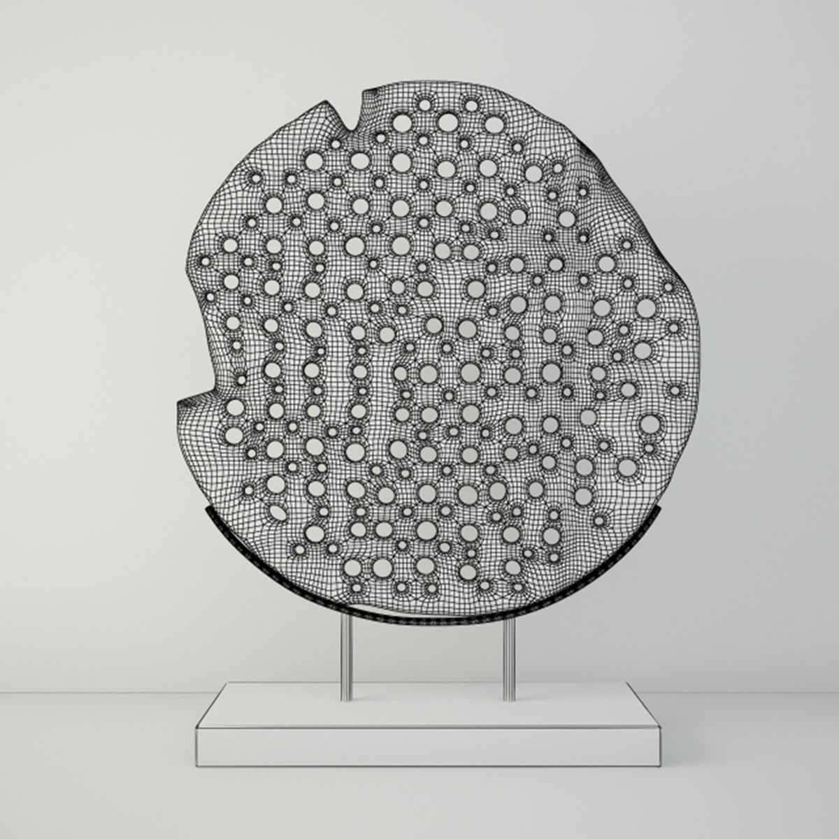 Natura Wooden Carving Deco on Stand 3D model_4