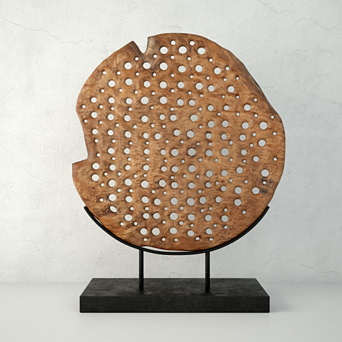 Natura Wooden Carving Deco on Stand 3D model_3