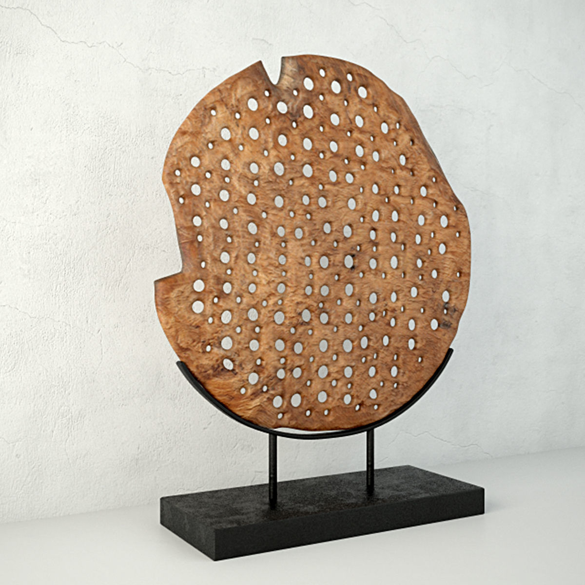 Natura Wooden Carving Deco on Stand 3D model_1