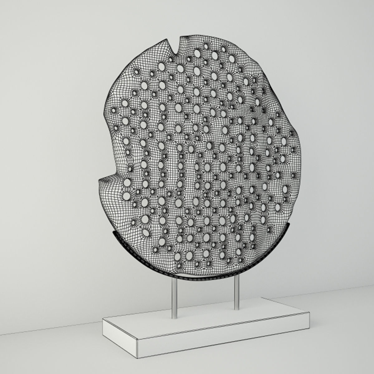 Natura Wooden Carving Deco on Stand 3D model_2