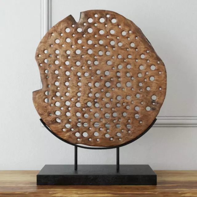 Natura Wooden Carving Deco on Stand 3D model_0