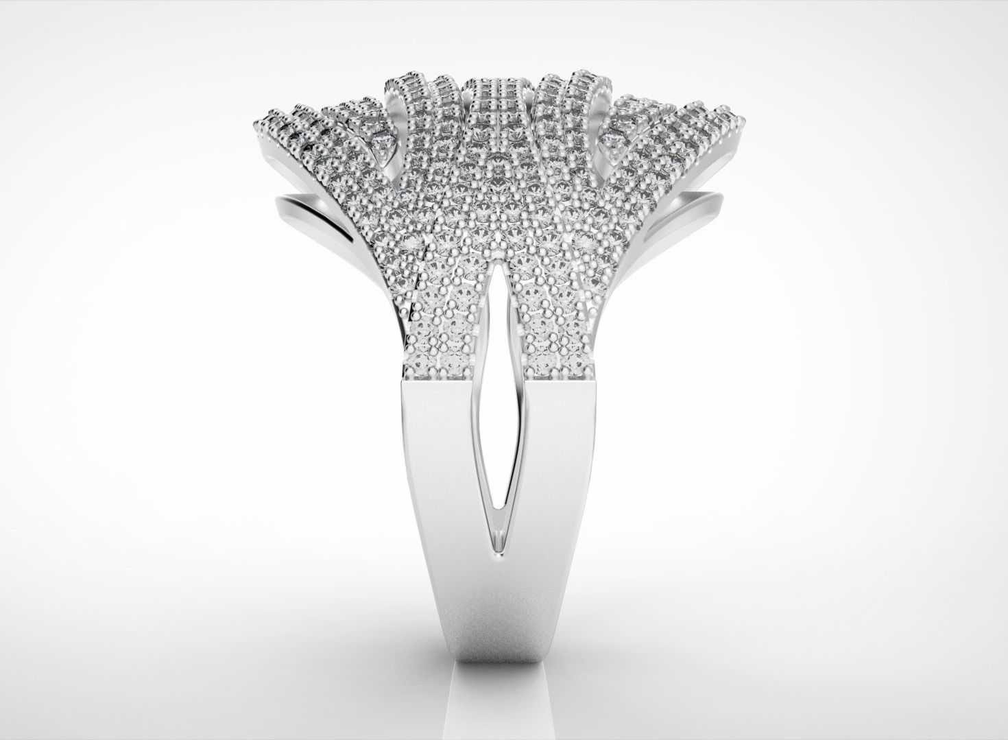 Elegant Classic Multi Row Ring 3D print model_6