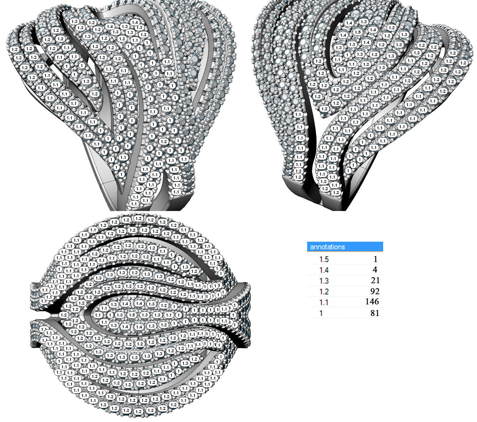 Elegant Classic Multi Row Ring 3D print model_9