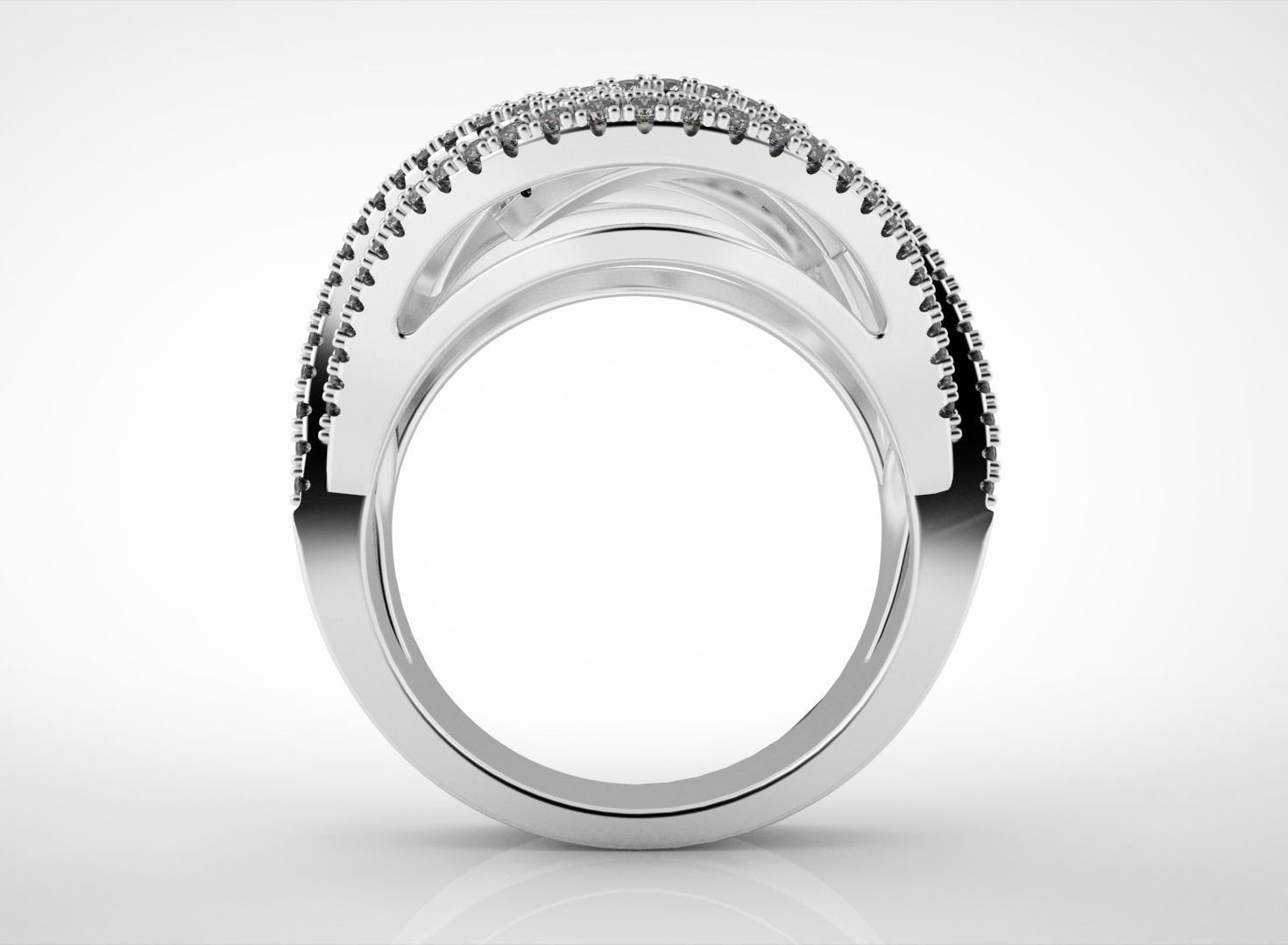 Elegant Classic Multi Row Ring 3D print model_4