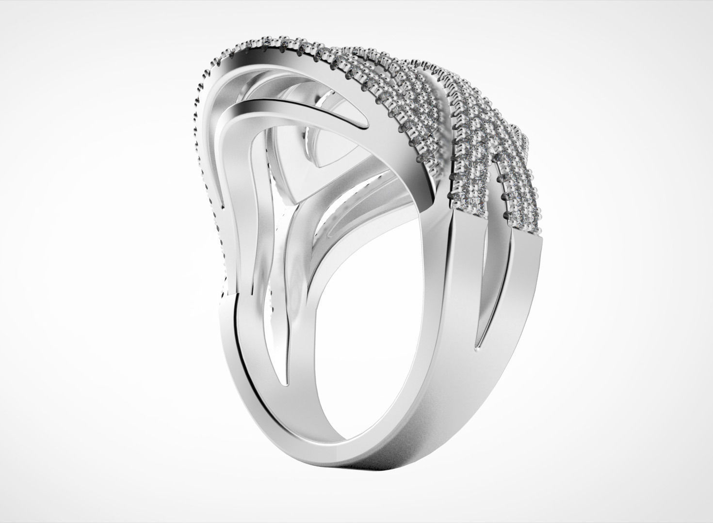 Elegant Classic Multi Row Ring 3D print model_5