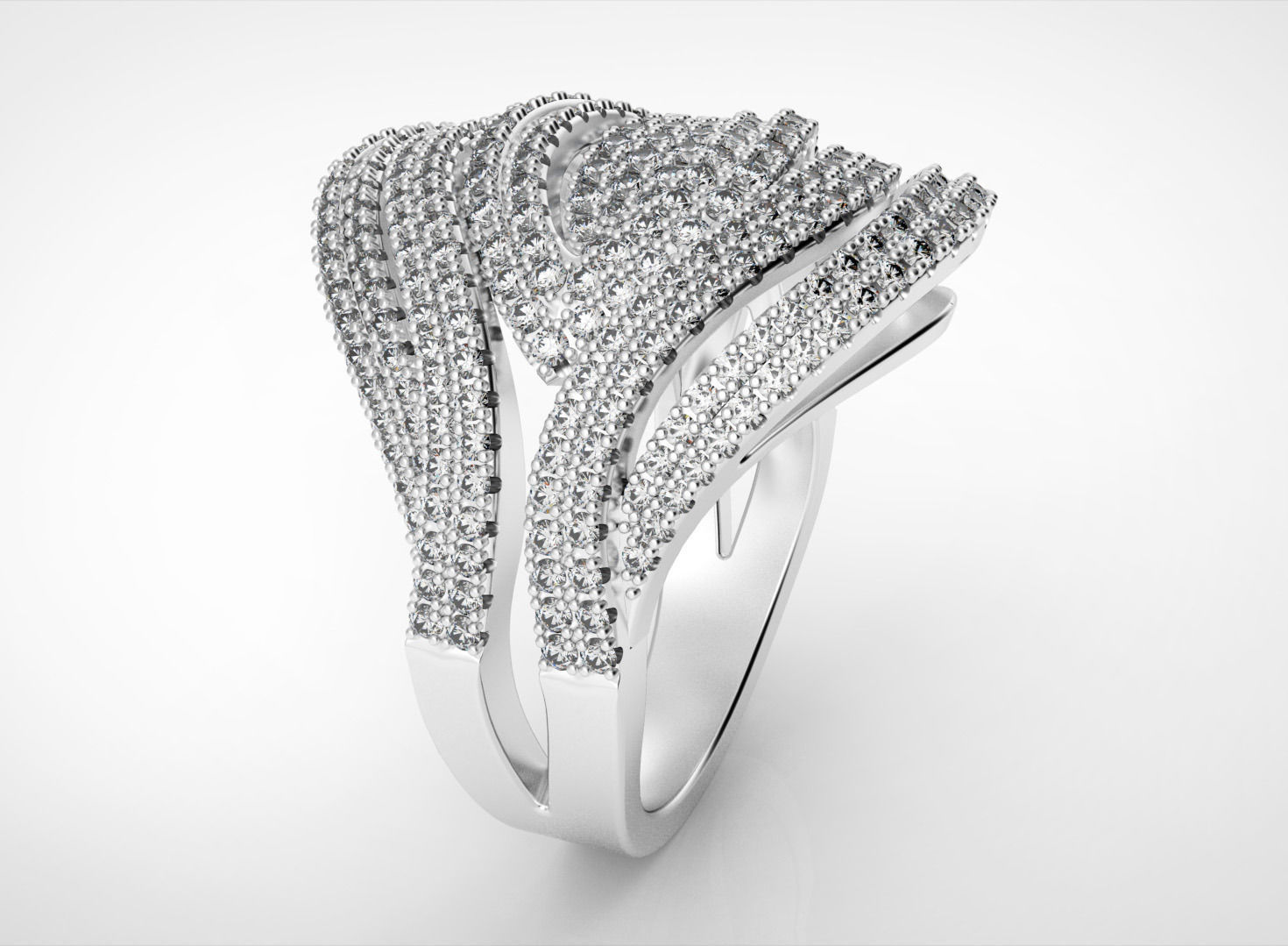 Elegant Classic Multi Row Ring 3D print model_2