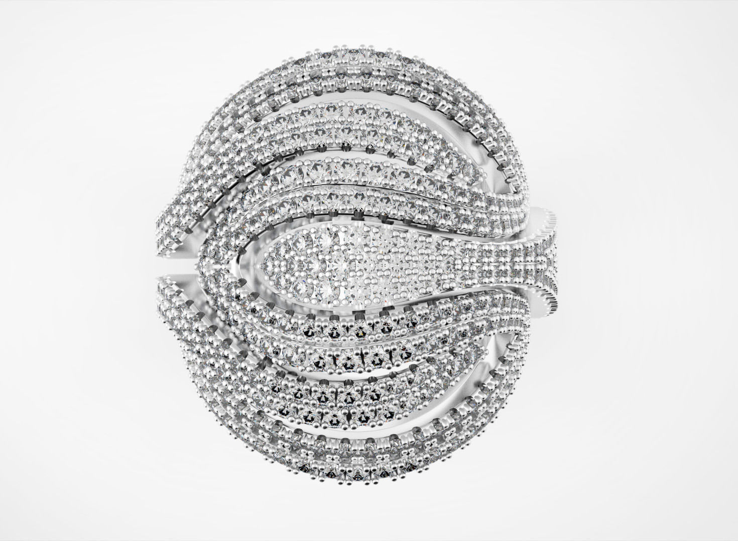 Elegant Classic Multi Row Ring 3D print model_3