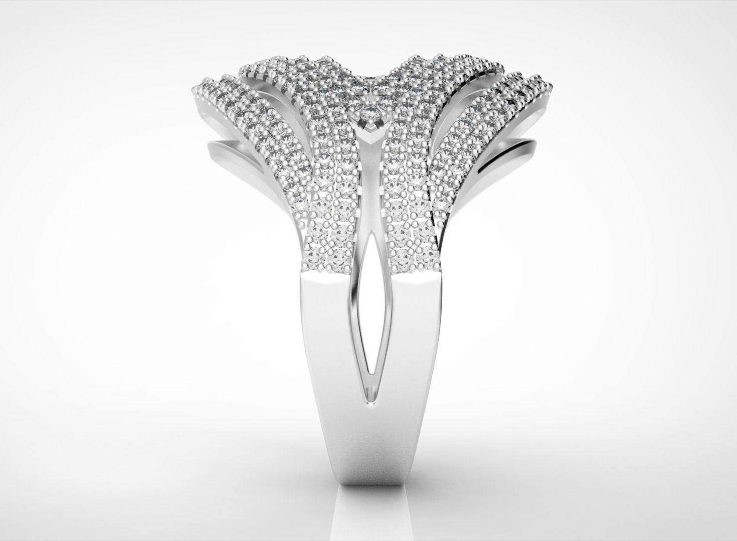 Elegant Classic Multi Row Ring 3D print model_7