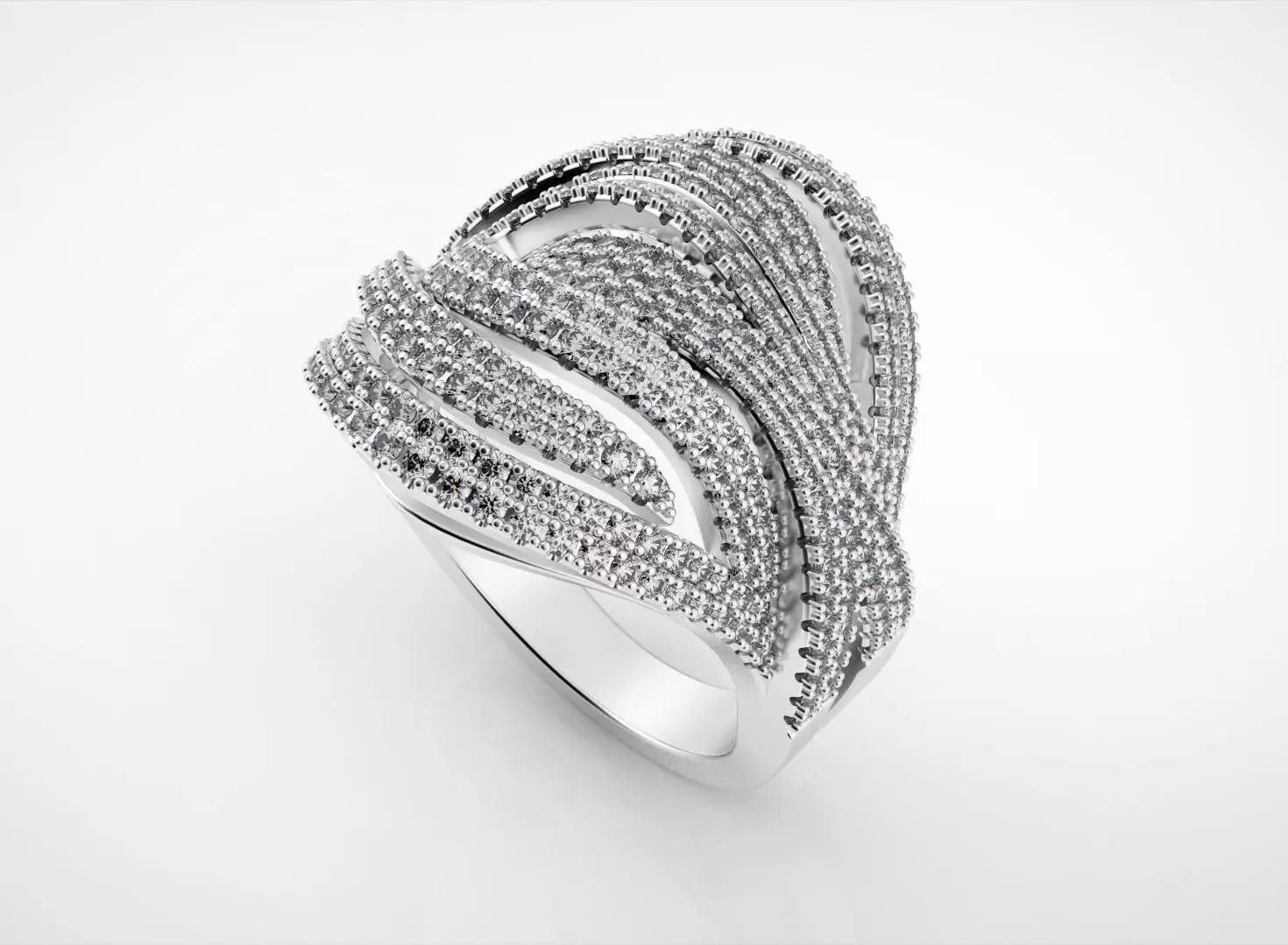 Elegant Classic Multi Row Ring 3D print model_0