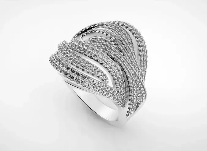 Elegant Classic Multi Row Ring 3D print model