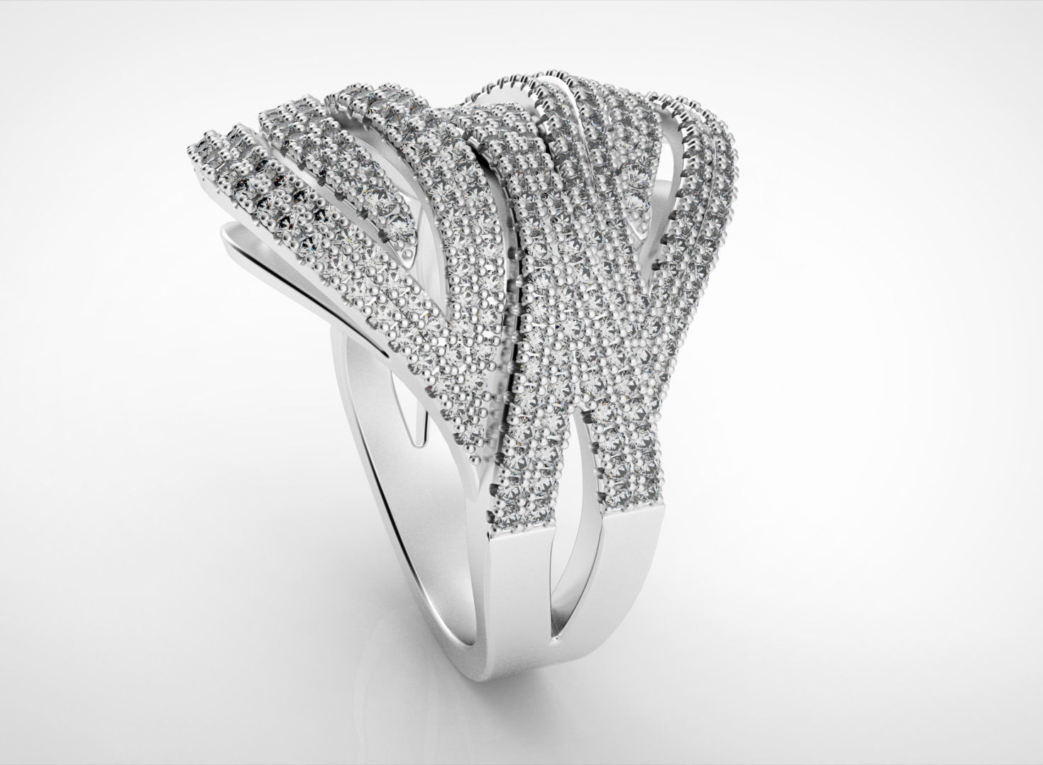 Elegant Classic Multi Row Ring 3D print model_1