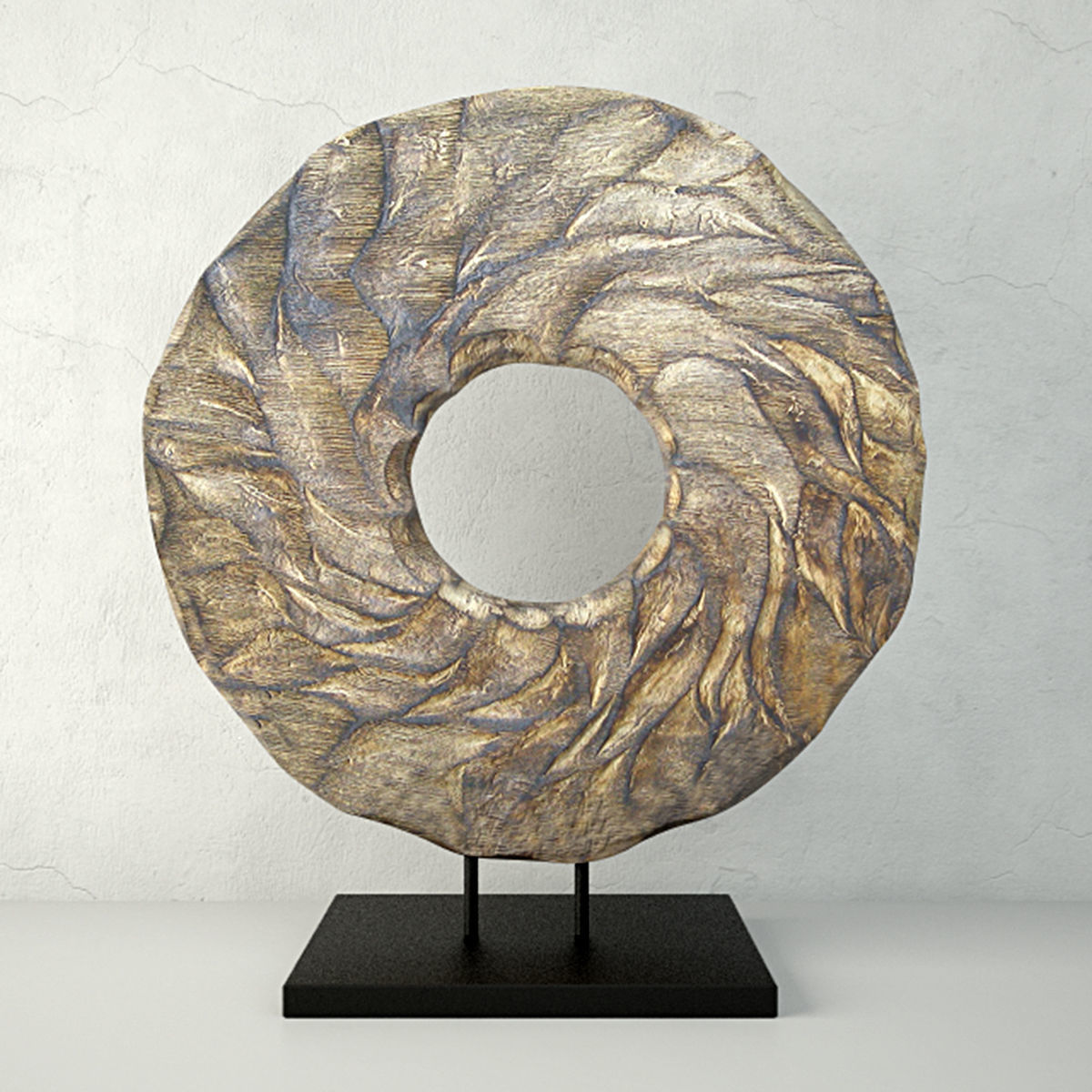 Turbulence circular bronze sculpture 3D model_1
