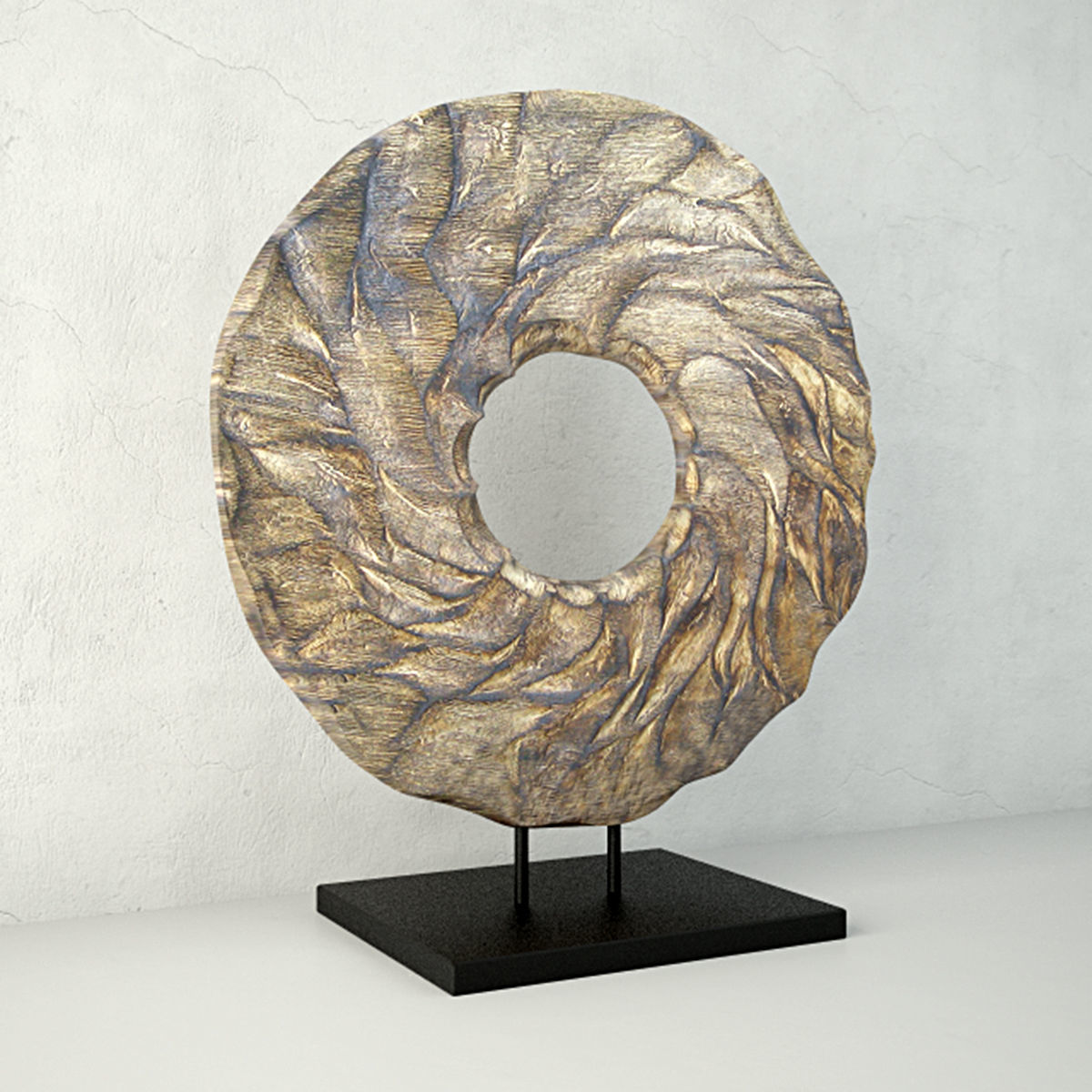Turbulence circular bronze sculpture 3D model_3