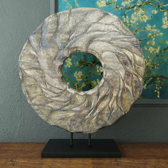 Turbulence circular bronze sculpture 3D model_0