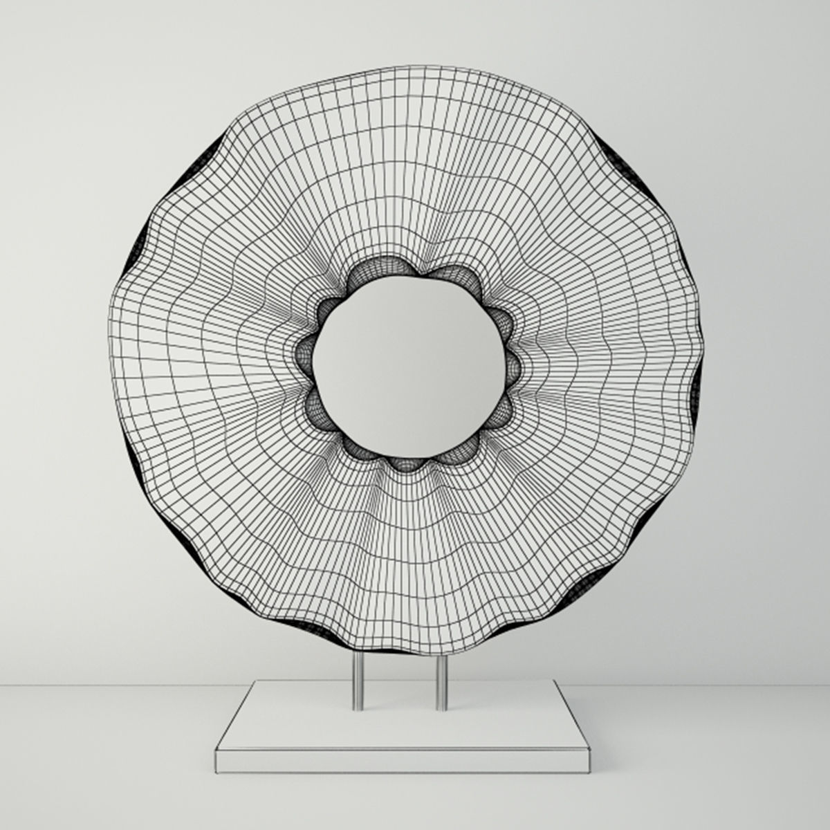 Turbulence circular bronze sculpture 3D model_2