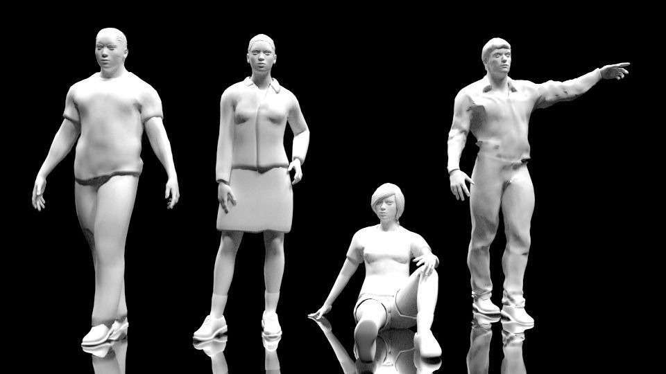 People low-poly group of Low-poly 3D model_0