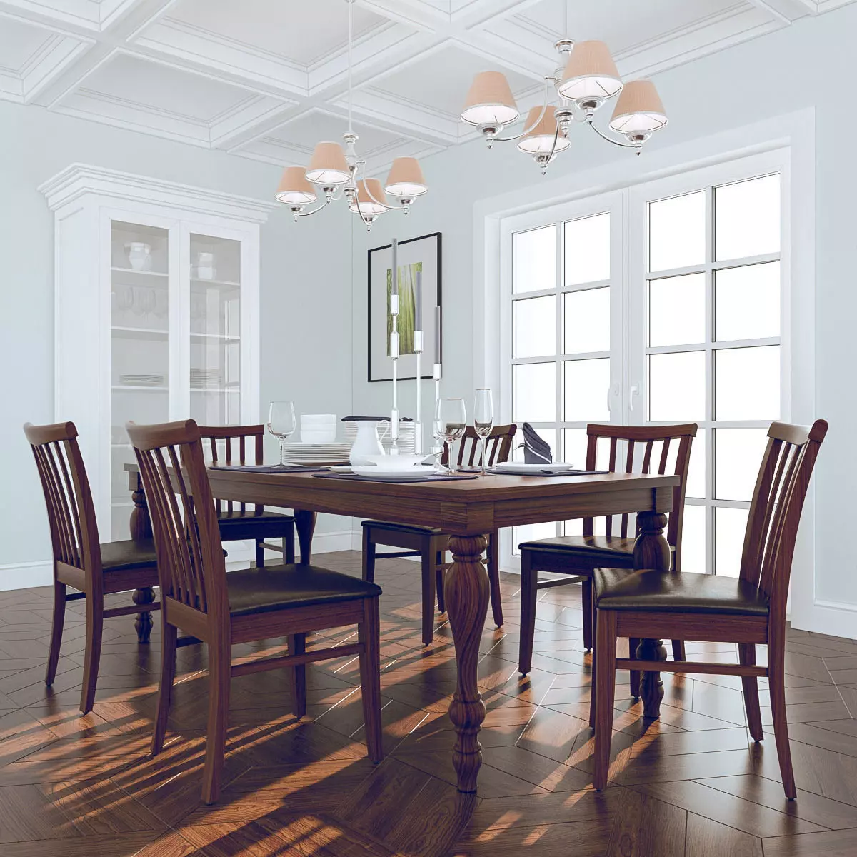 Dining room scene 3D model_0