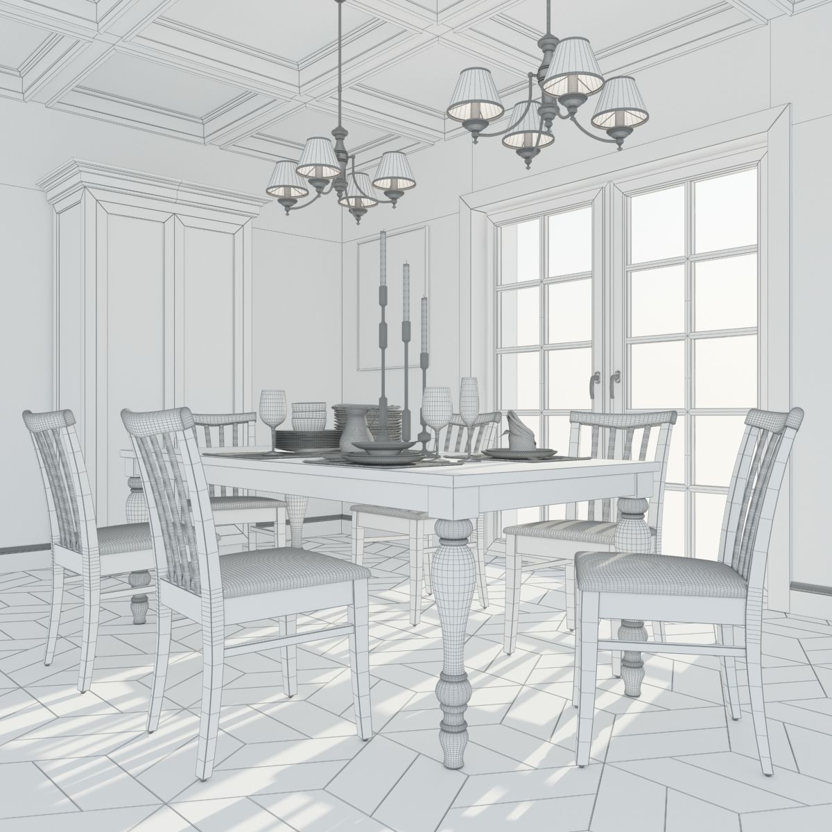 Dining room scene 3D model_5