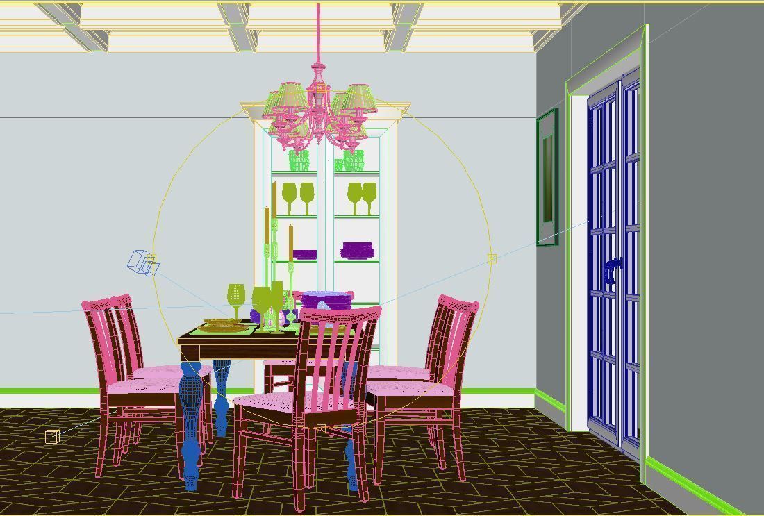 Dining room scene 3D model_3