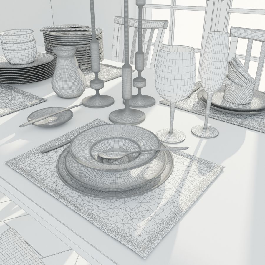Dining room scene 3D model_6