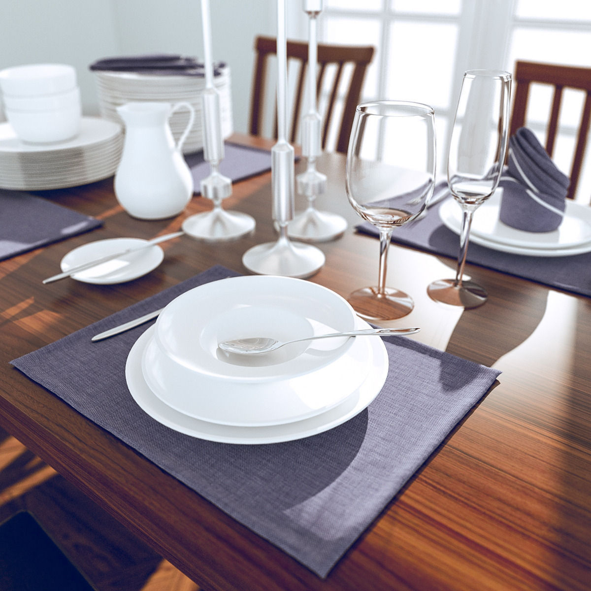 Dining room scene 3D model_1