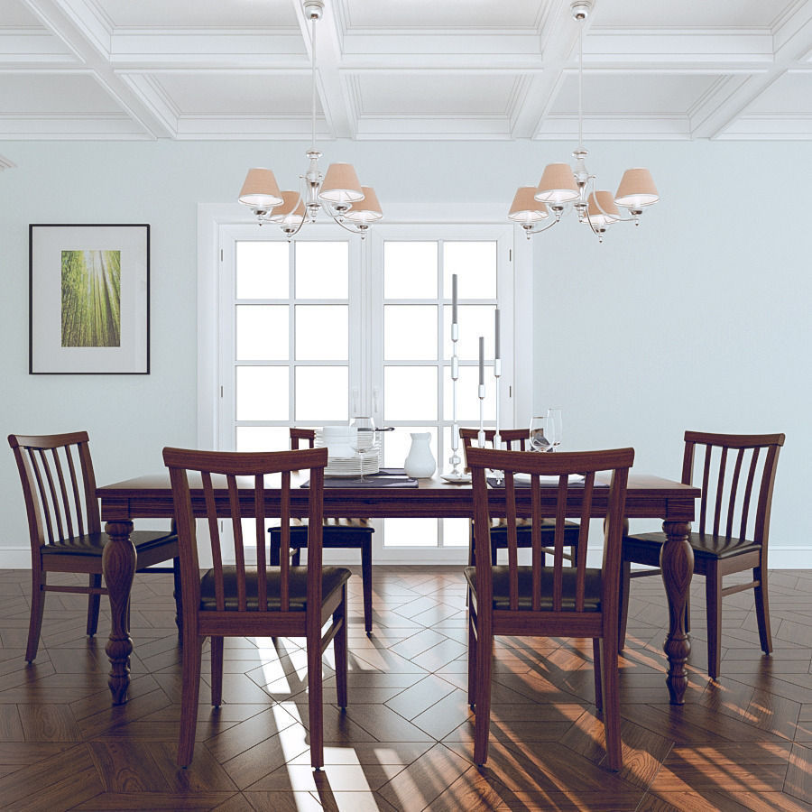 Dining room scene 3D model_2