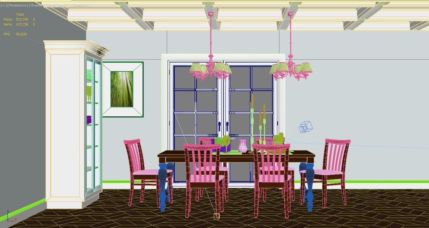 Dining room scene 3D model_4